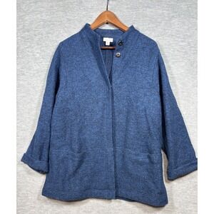 Pure Jill‎ Womens Sweater Jacket Womens Size M Blue Wool Blend Button Front